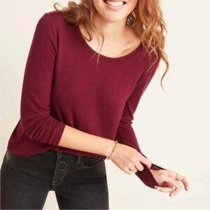 NWT Old Navy Long Sleeve Scoop Neck Plush Tee in Wine Stain (Wine Red)